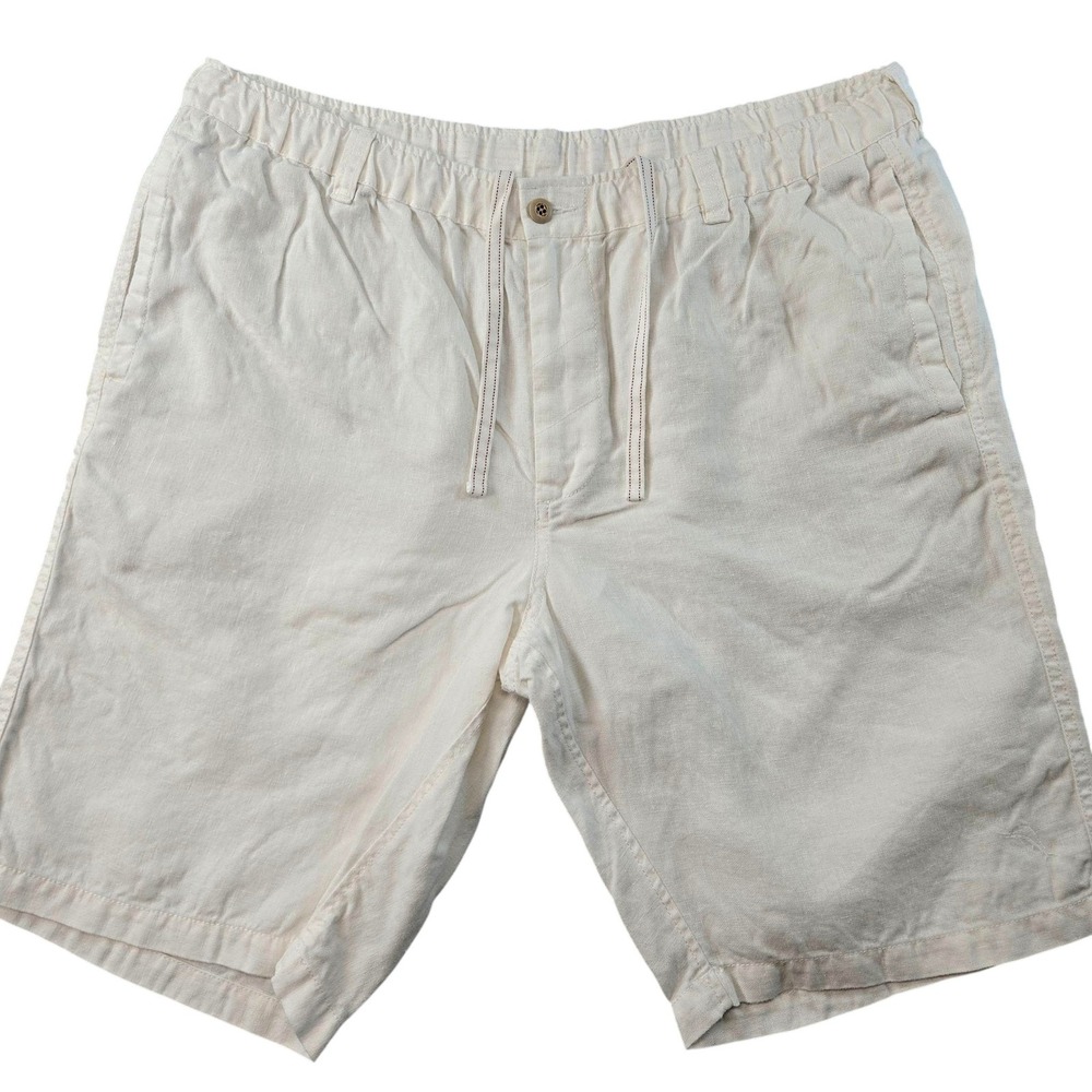 Tommy Bahama Shorts Mens XLT White Linen Bermuda Relaxed Fit 10in Pockets